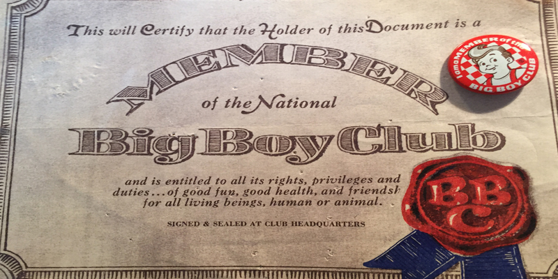 Big Boy Club Certificate
